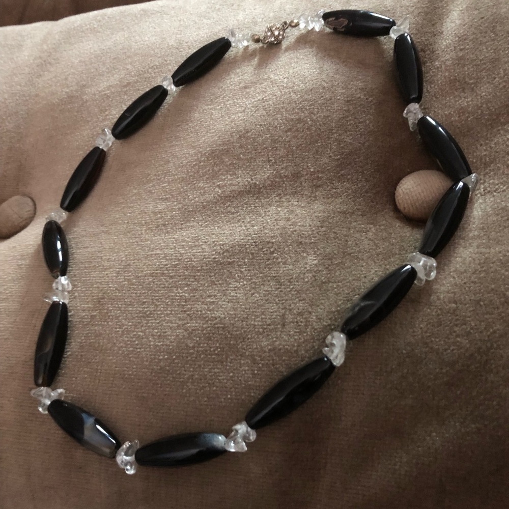 4-sale Agate & Clear Quartz Crystal Necklace- 604 $30 or $25 w/offer